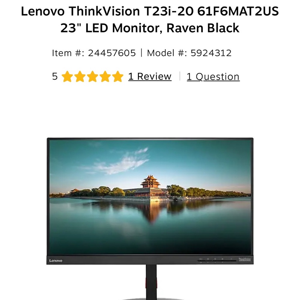 Lenovo Computer Monitor
